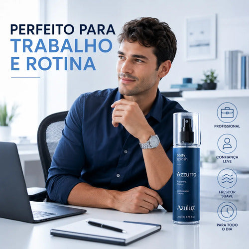 Azzurro Body Splash Masculino Aquático Cítrico Fresco 200ml