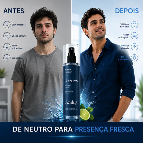 Azzurro Body Splash Masculino Aquático Cítrico Fresco 200ml