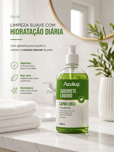 Sabonete Líquido Capim Limão 480ml Limpeza Com Glicerina