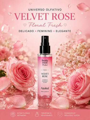 Body Mist Pocket Velvet Rose Fresh Feminino 60ml