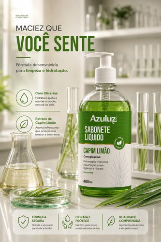 Sabonete Líquido Capim Limão 480ml Limpeza Com Glicerina