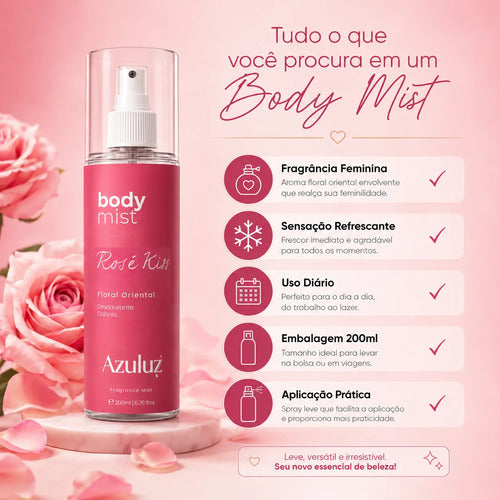 Body Splash Rosé Kiss Floral Oriental Feminino 200ml