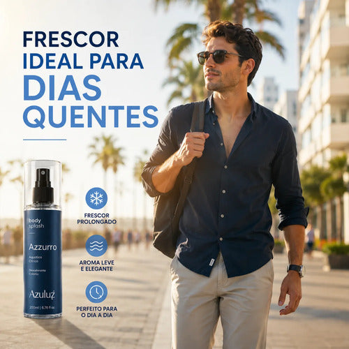Azzurro Body Splash Masculino Aquático Cítrico Fresco 200ml