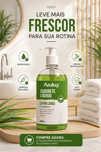 Sabonete Líquido Capim Limão 480ml Limpeza Com Glicerina