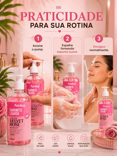 Sabonete Líquido Velvet Rose 480ml Com Glicerina Hidratante