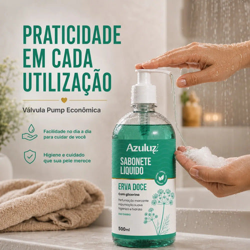 Sabonete Líquido Erva Doce Com Glicerina 480ml Limpeza Suave