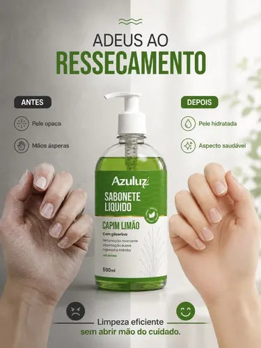 Sabonete Líquido Capim Limão 480ml Limpeza Com Glicerina