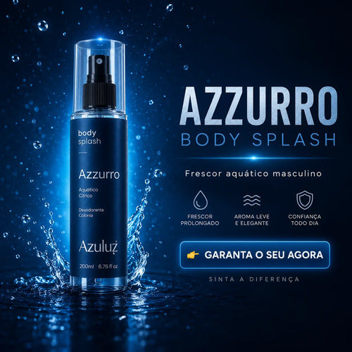 Azzurro Body Splash Masculino Aquático Cítrico Fresco 200ml