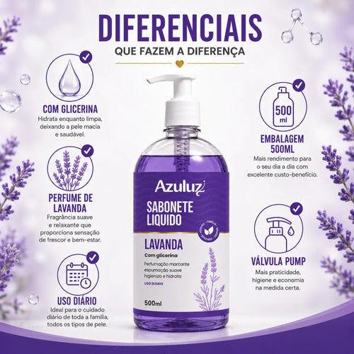 Sabonete Líquido Lavanda Glicerinado 480ml Com Glicerina