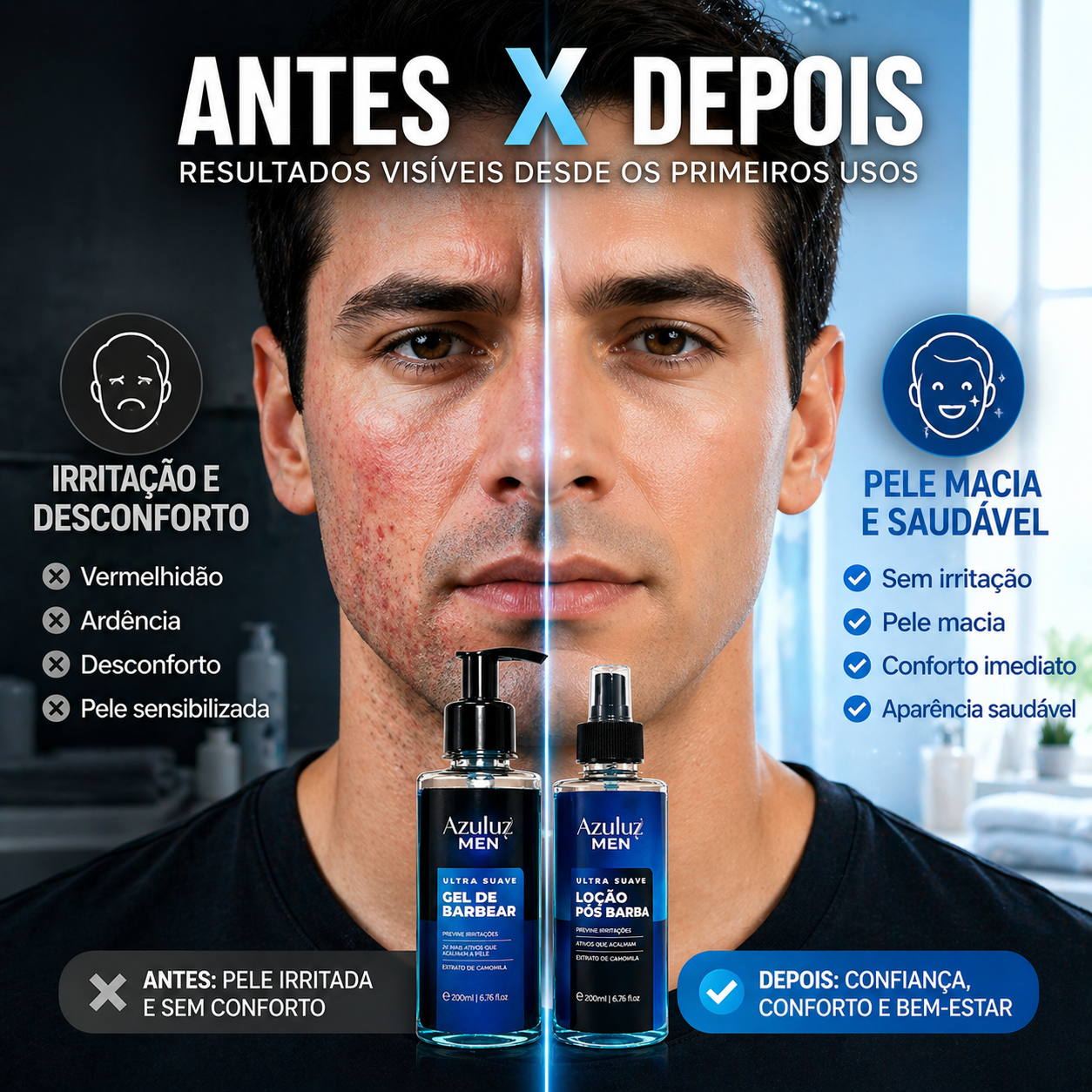 Kit Gel pra barbear e Loção pós barba