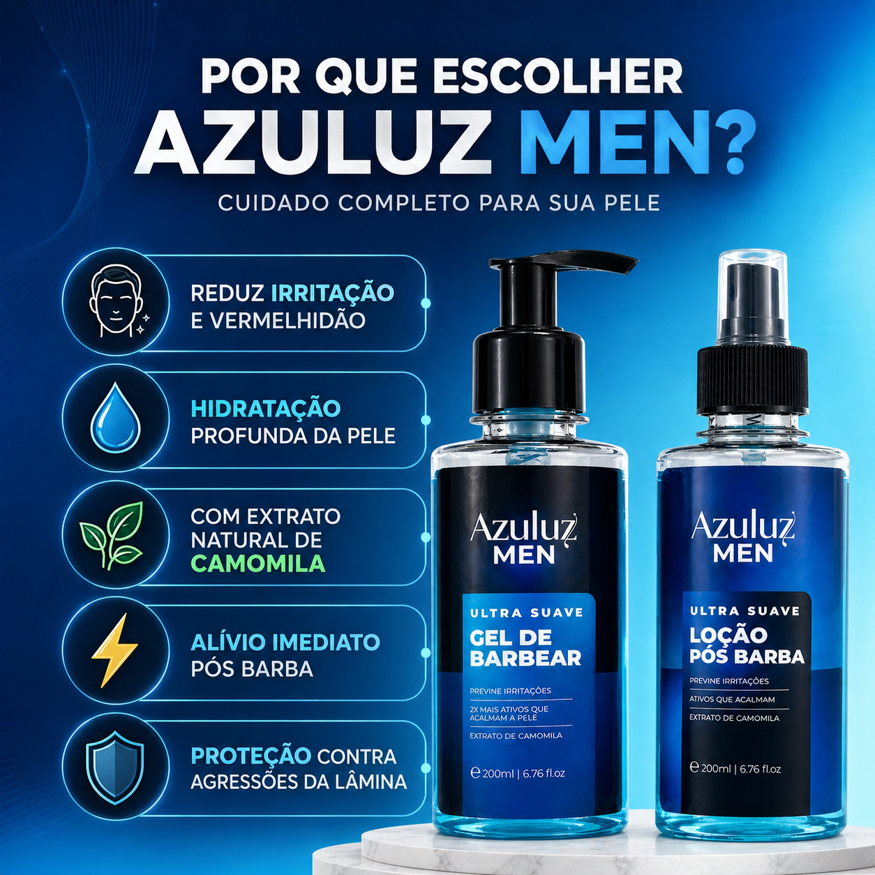 Kit Gel pra barbear e Loção pós barba