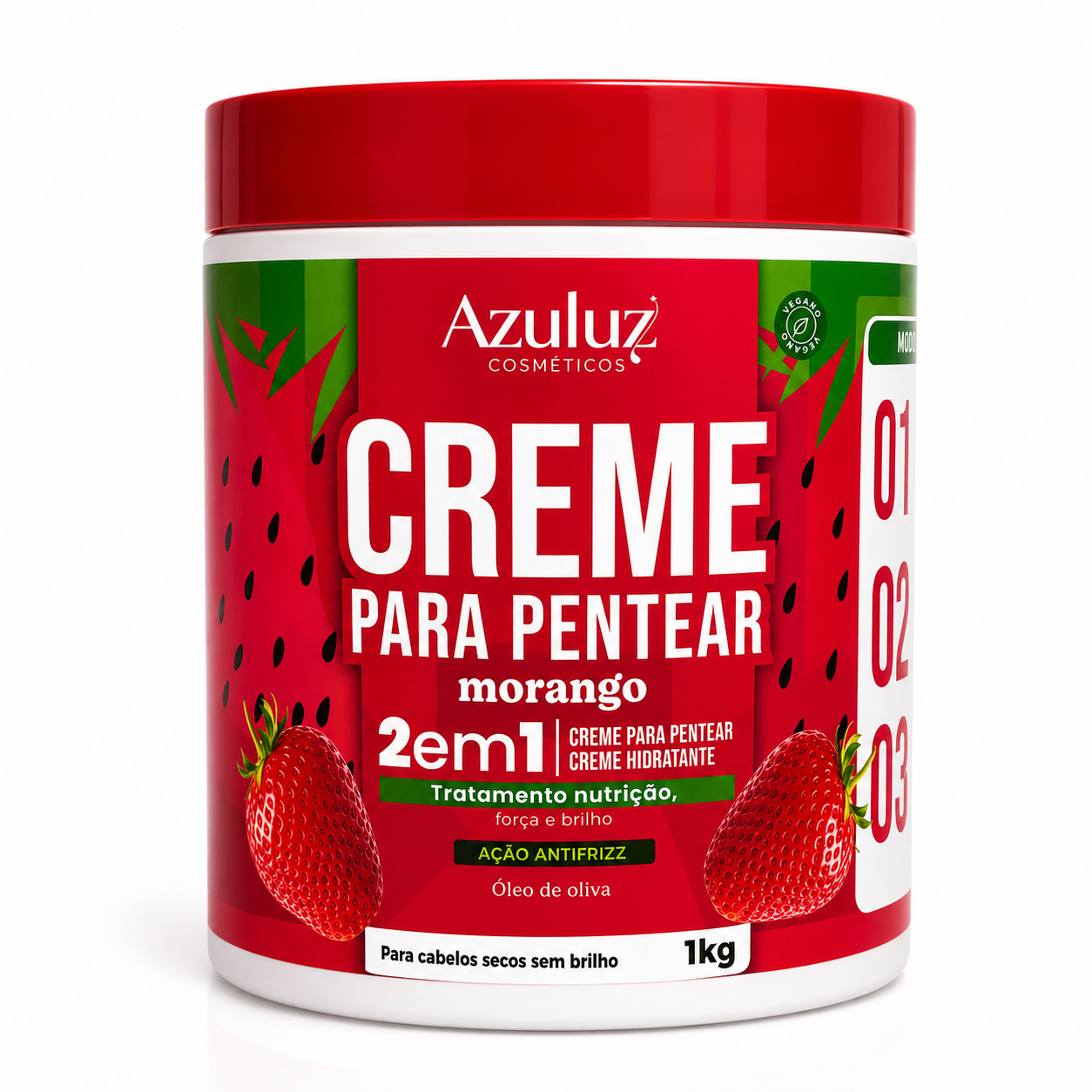 creme para pentear morango 2 em 1