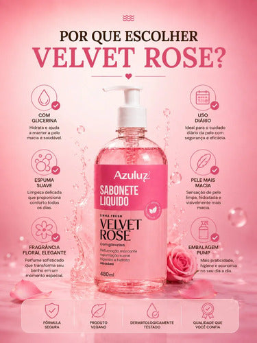 Sabonete Líquido Velvet Rose 480ml Com Glicerina Hidratante