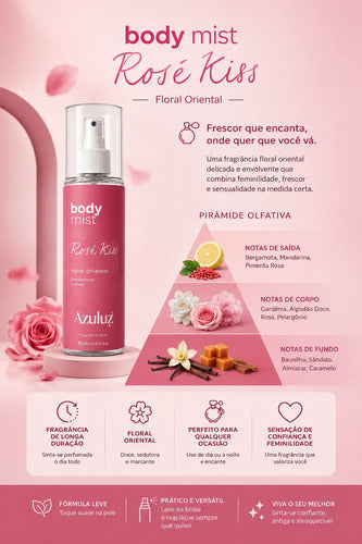 Body Splash Rosé Kiss Floral Oriental Feminino 200ml