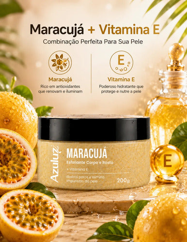 Esfoliante Rosto E Corpo Azuluz Maracujá 200g