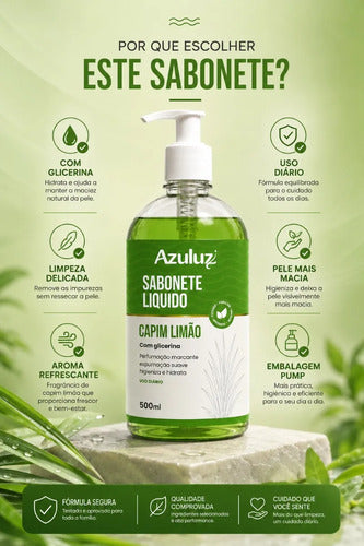 Sabonete Líquido Capim Limão 480ml Limpeza Com Glicerina