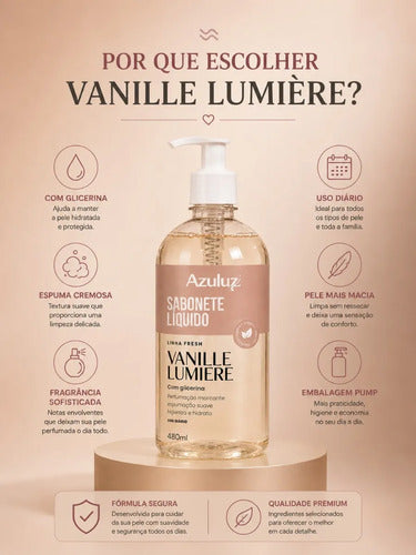 Sabonete Líquido Vanille Lumière 480ml Com Glicerina