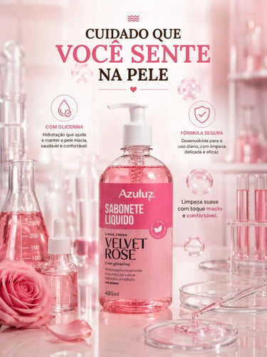 Sabonete Líquido Velvet Rose 480ml Com Glicerina Hidratante