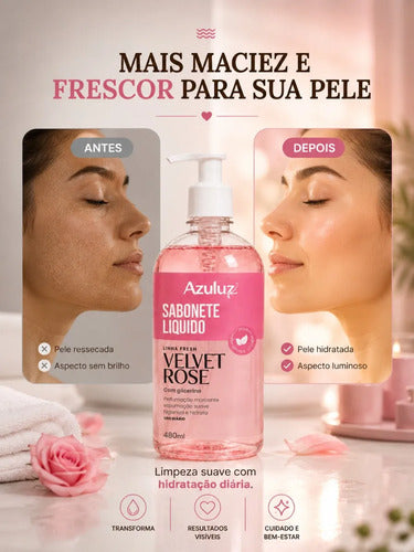 Sabonete Líquido Velvet Rose 480ml Com Glicerina Hidratante