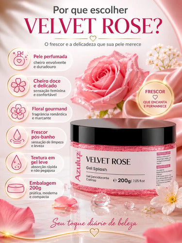 Gel Splash Velvet Rose Floral Gourmand Pele Perfumada