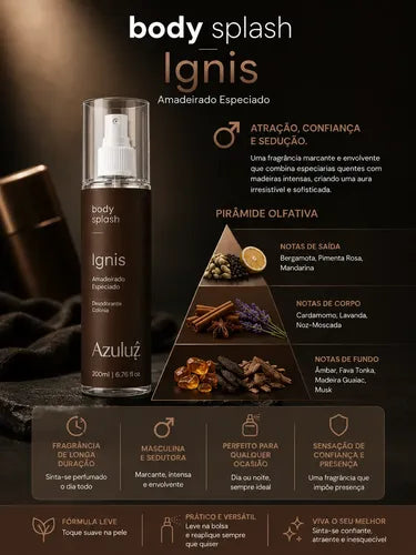 Ignis Body Splash Masculino Amadeirado Especiado 200ml