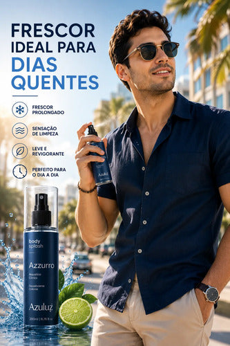 Azzurro Body Splash Masculino Aquático Cítrico Fresco 200ml